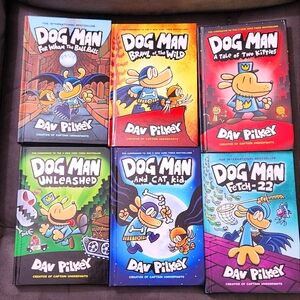 NEW Dog Man Books, 6 Book Collection By Dav Pilkey, Captain Underpants Author